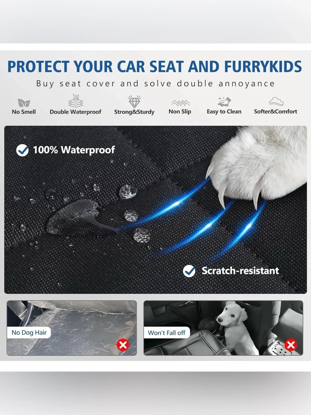🐶 NEW XL DOG BACK SEAT EXTENDER – HARD BOTTOM – WATERPROOF Pet Car Seat